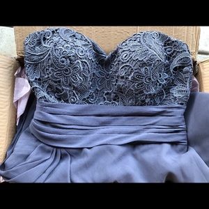 Pewter Strapless Sweetheart neck gown